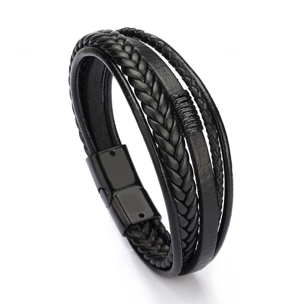 1 Piece Niche Style Multi-layered Shape PU Men's Bracelet h5 